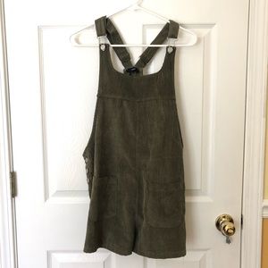 Very J green corduroy shortalls